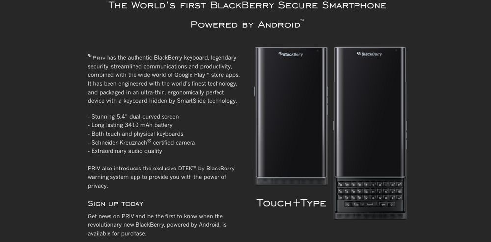 終於，BlackBerry推出了首款Android作業系統手機- PRIV！